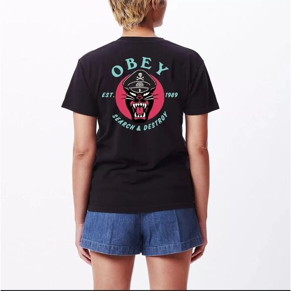 Obey Search & Destroy Battle Panther Vintage Inspired T-Shirt Size Extra Small - Picture 1 of 6
